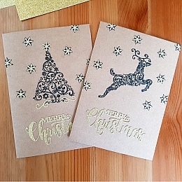 Gold Christmas Tree and Reindeer Cards