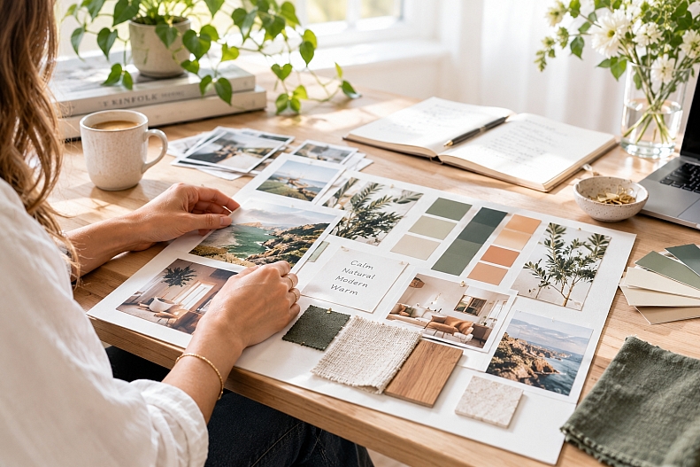 calm natural modern mood board