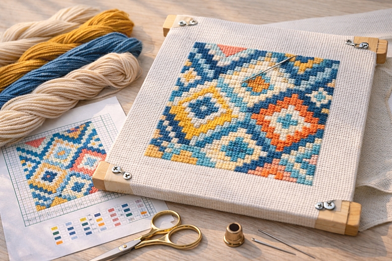 needlepoint embroidery in progress