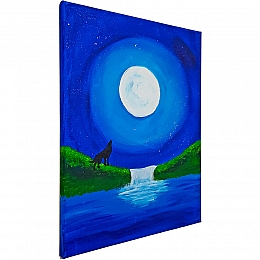 Moonlight Waterfall Painting
