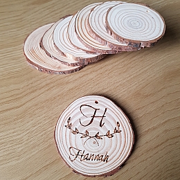 Personalised Burnt Wood Slices